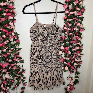 Indulge Brown Black Animal Print Spaghetti Strap Blouse Women’s Medium Party